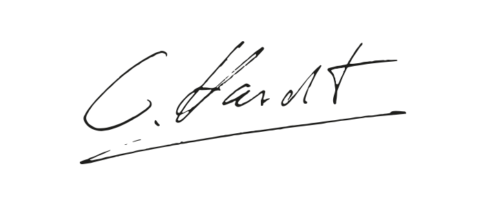 Handschriftliche Signatur des Immobilienmaklers als persönliches Vertrauenselement auf der Website einer Immobilien- und Hausverwaltung.